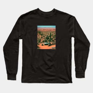 Area 51 - UFO Stop on the Desert Design Retro Long Sleeve T-Shirt